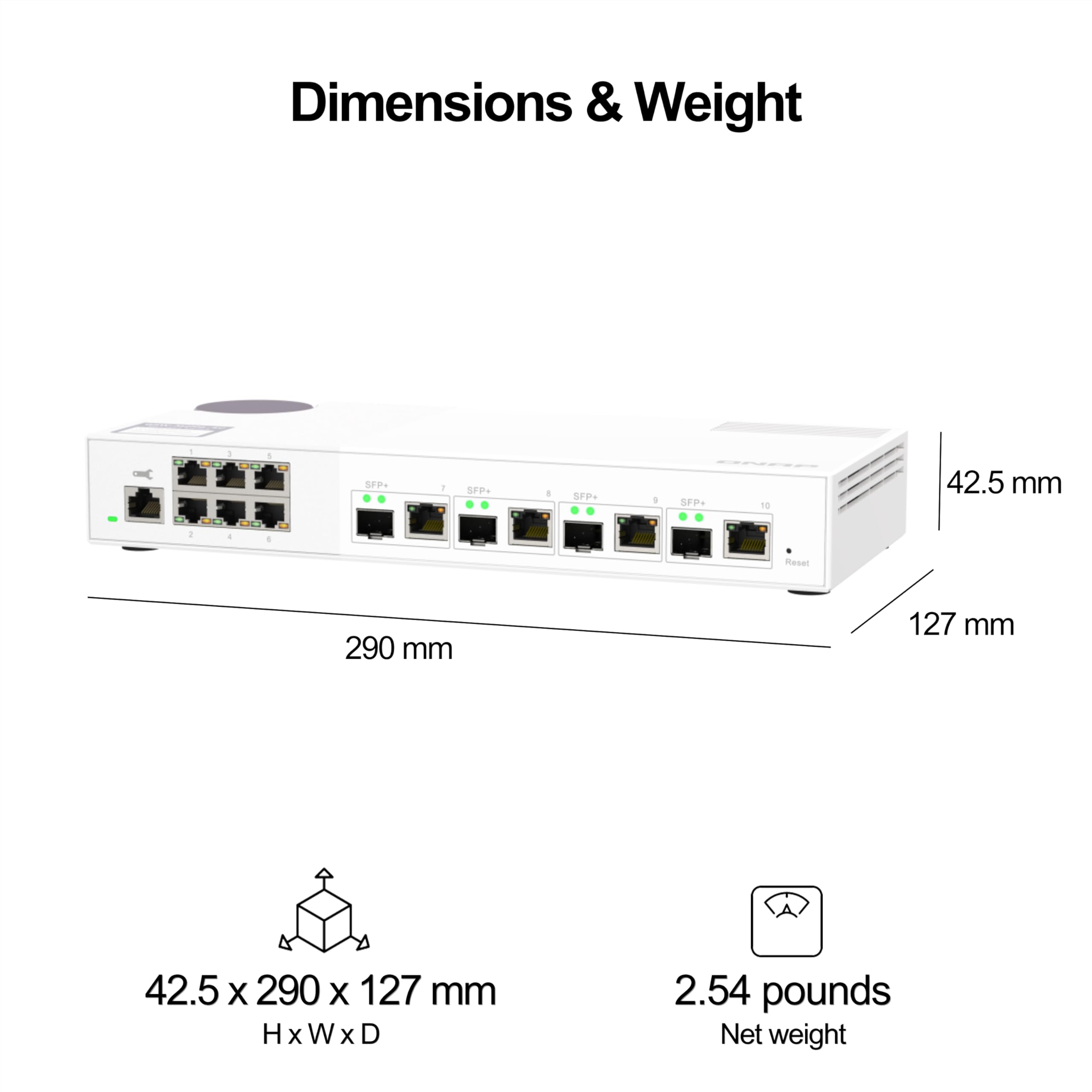 QNAP 10-Port 10GbE Layer 2 Managed Switch With 4 X 10GbE SFP+/RJ45 ...