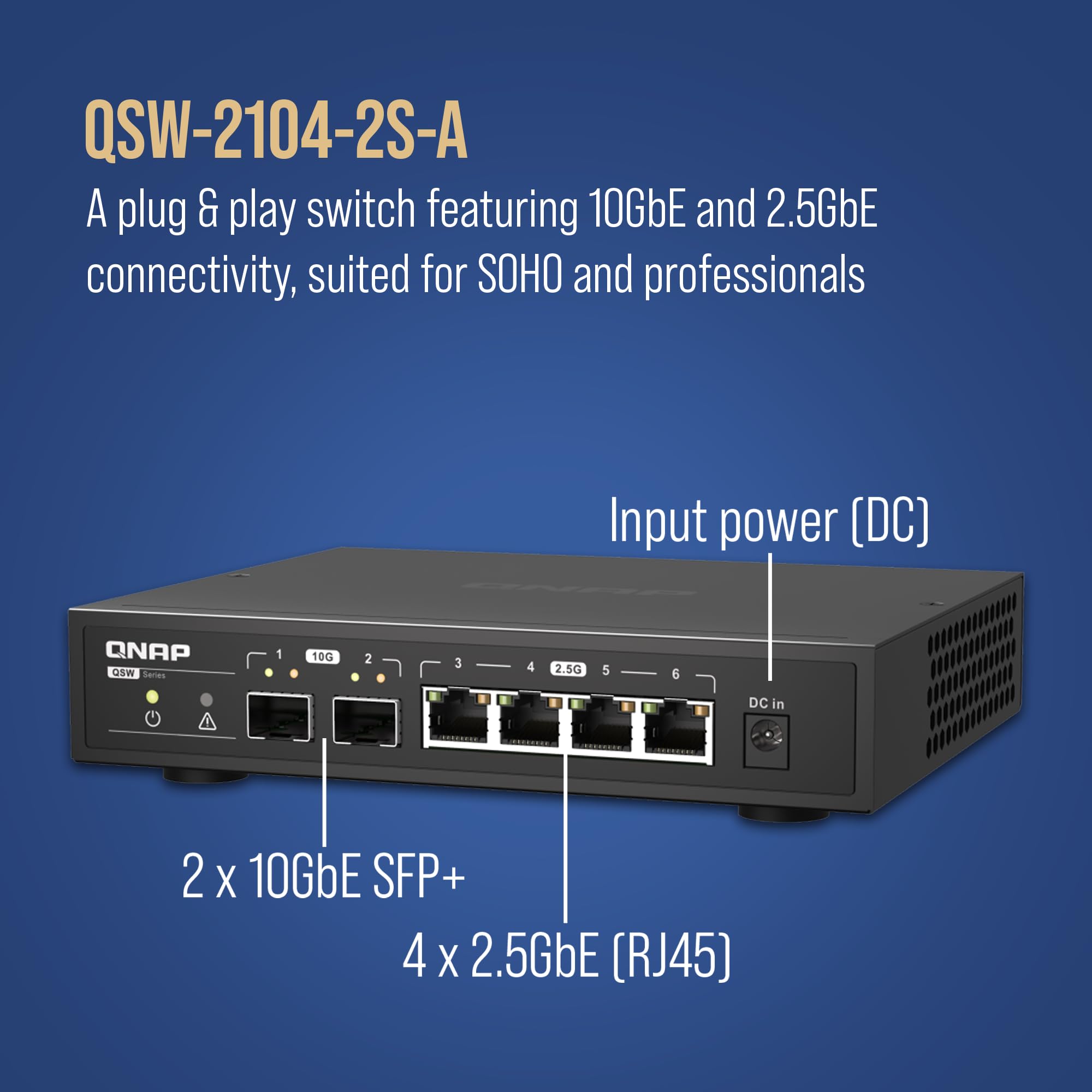 QNAP QSW-2104-2S-A-US: 2.5GbE RJ45 & 10G SFP+ Plug & Play Network ...