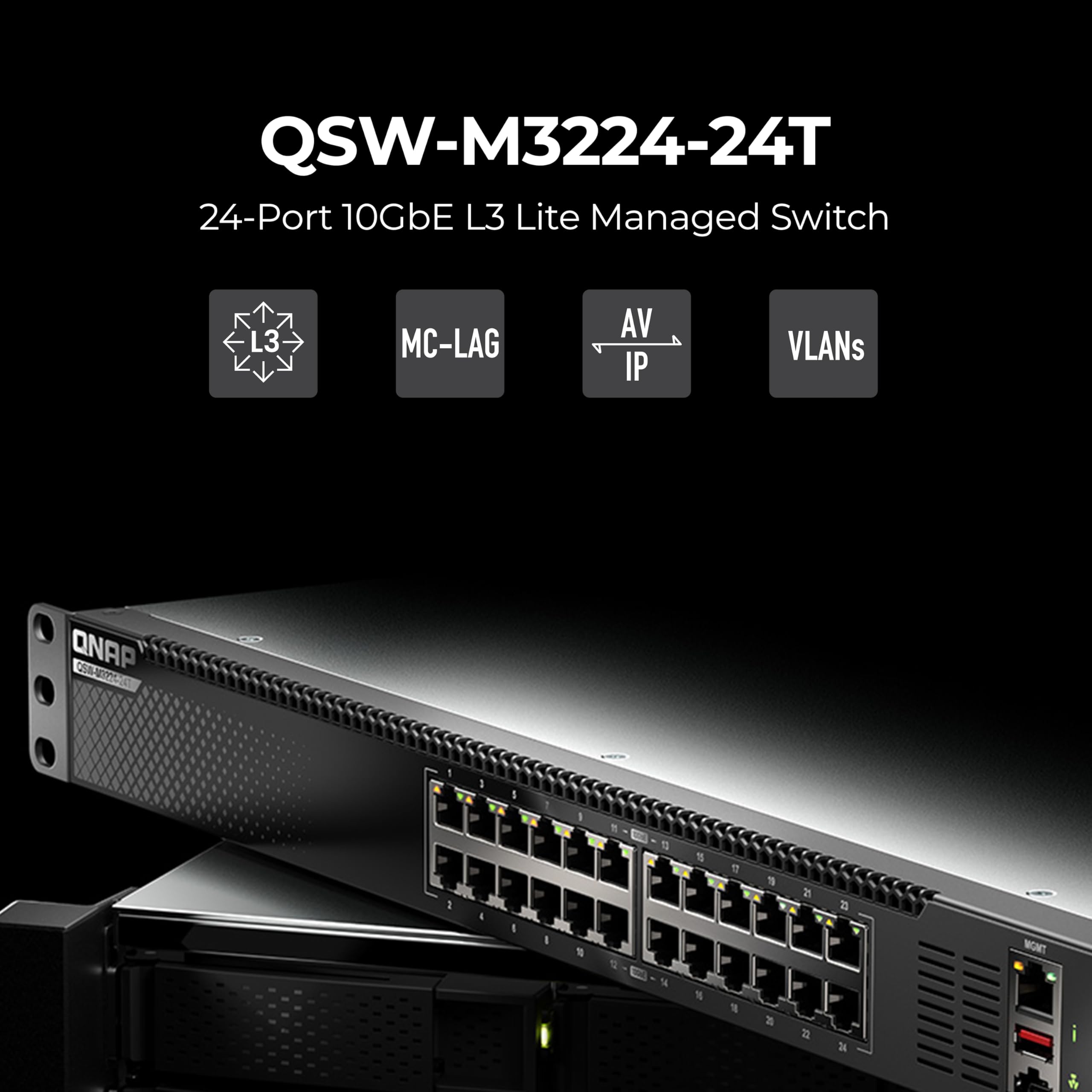 QNAP 24-Port 1U Rackmount High-Density L3 Lite 10GbE Managed Switch ...